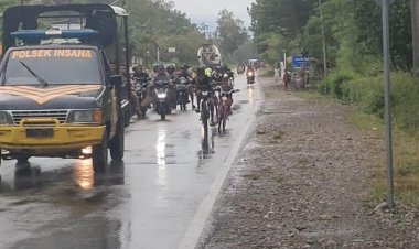 Kapolsek-Insana-Pimpin-Pengawalan-Peserta-Lomba-Sepeda-Anak-Paroki-Kiupukan-Insana,-TTU