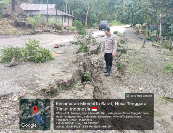 Longsor Ancam Akses Jalan di Miomaffo Barat, Polisi dan Warga Lakukan Penanganan Darurat
