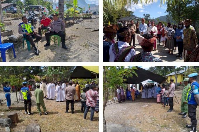Kapolsek Miomaffo Barat Kawal Kunjungan Uskup Tanjung Selor