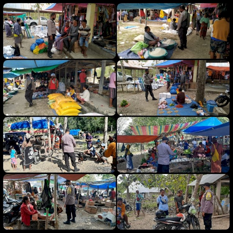 Kapolsek Insana Pimpin Patroli di Pasar Mingguan Mamsena