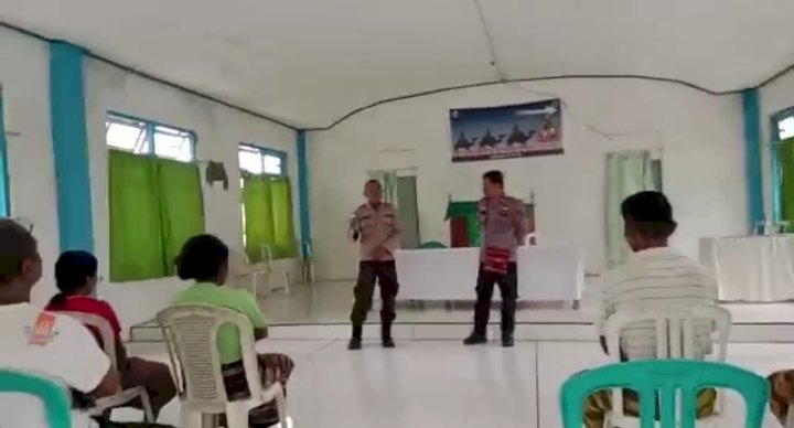 Anggota Bhabinkamtibmas Desa Saenam Gelar Patroli Sekaligus Himbauan dan Penggalangan TPPO