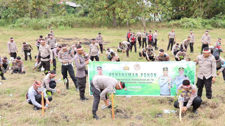 Wujud Cinta Lingkungan Songsong Hari Bhayangkara ke-78, Polres TTU Gandeng Pemda dan Masyarakat Tanam Pohon