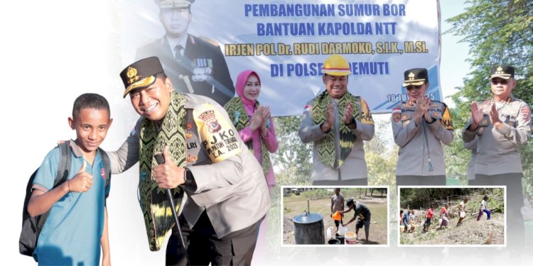 Sumur Bor Bantuan Kapolda NTT Dimanfaatkan Warga Fatumuti dan Anggota Polsek