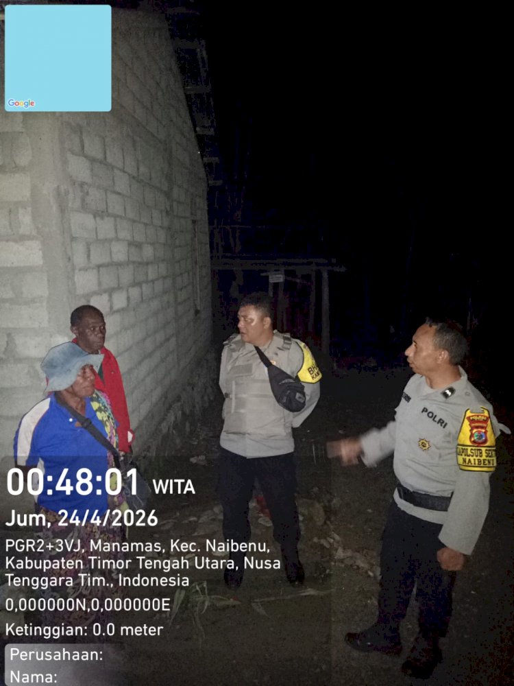 Cegah Kejahatan, Polsubsektor Naibenu Patroli Malam dan Sambangi Warga