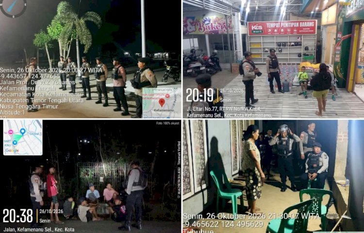 Cegah Gangguan Kamtibmas pada Malam Hari, Samapta Polres TTU Intensifkan Patroli Raimas di Kota Kefamenanu